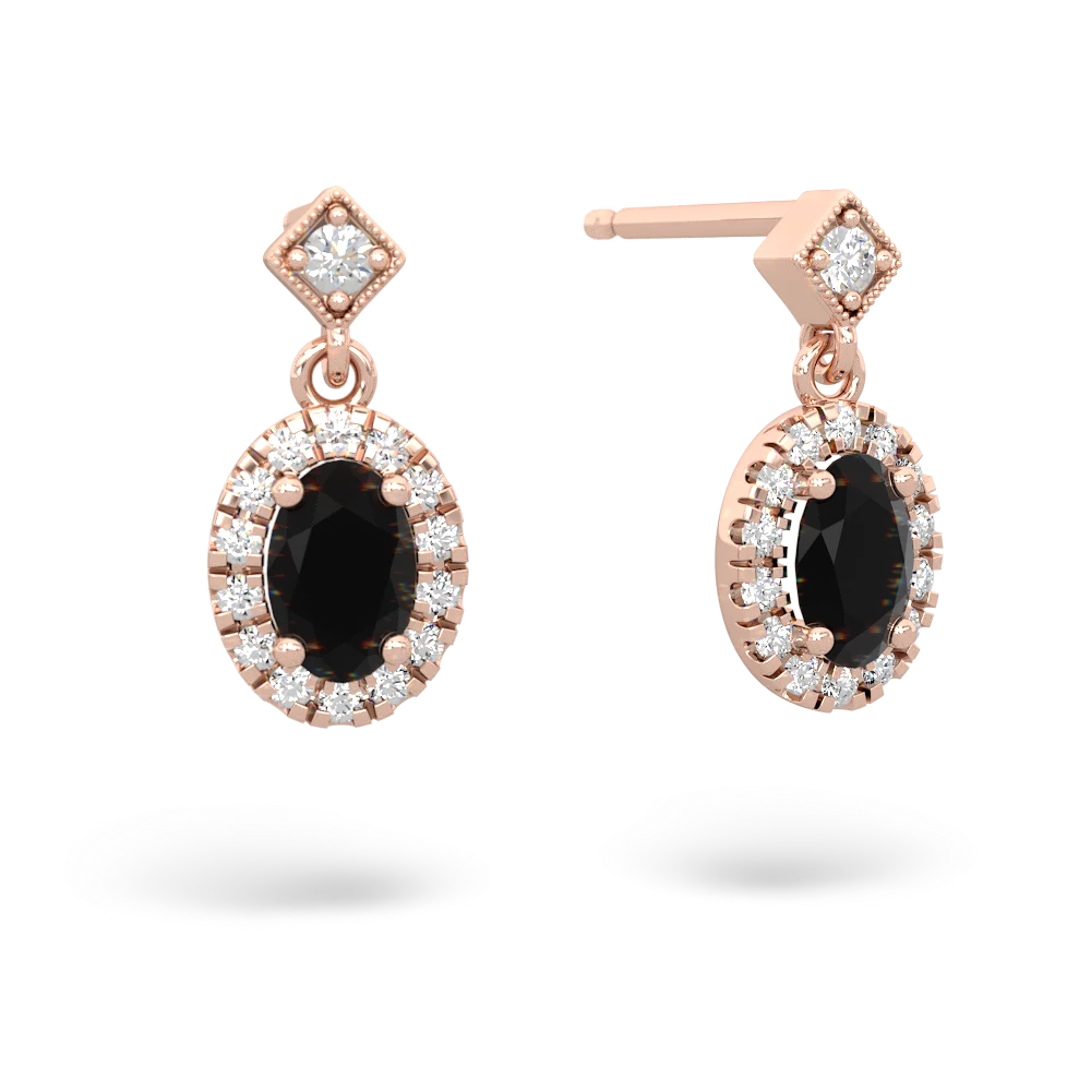 Onyx Antique-Style Halo 14K Rose Gold earrings E5720