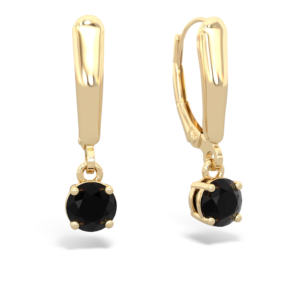 Onyx 5Mm Round Lever Back 14K Yellow Gold earrings E2785