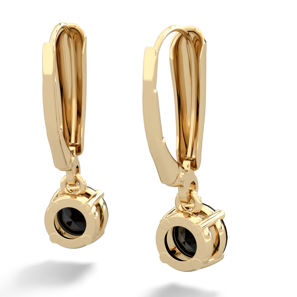 Onyx 6Mm  Round Lever Back 14K Yellow Gold earrings E2786