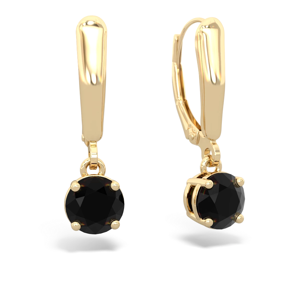 Onyx 6Mm  Round Lever Back 14K Yellow Gold earrings E2786