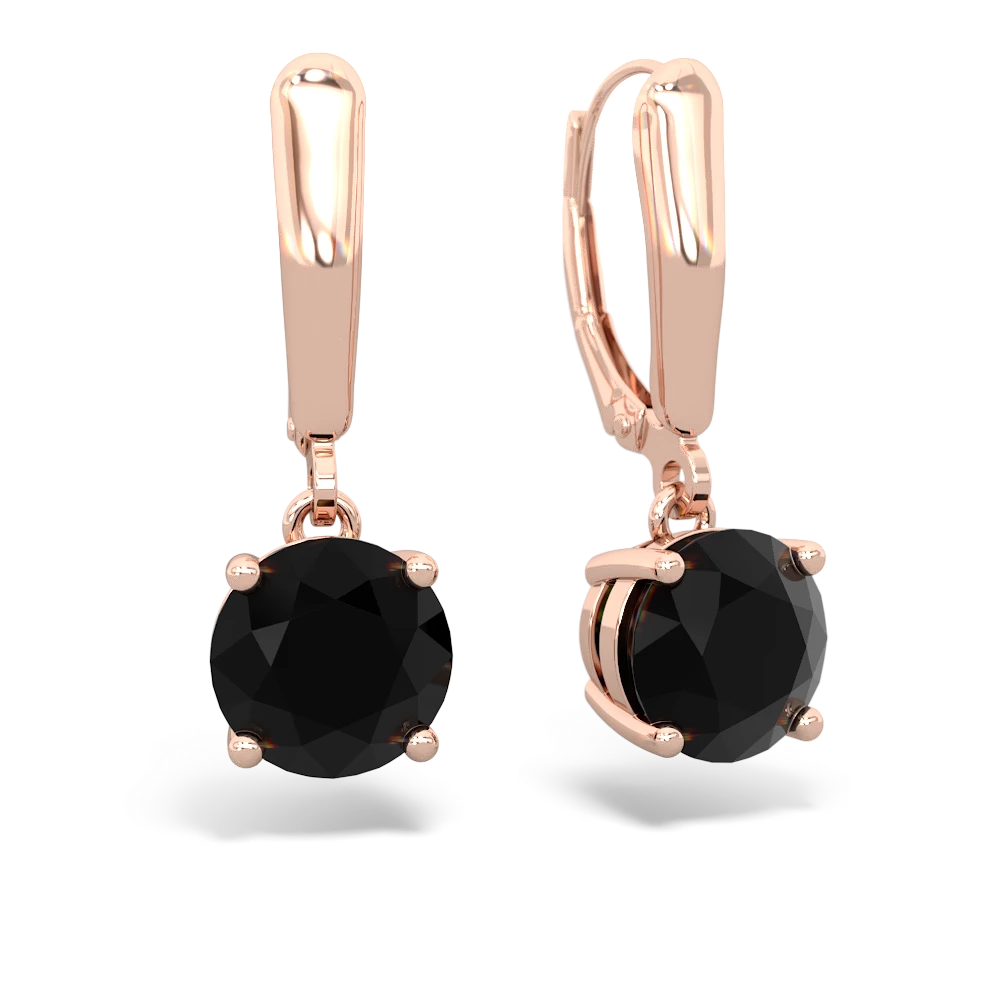 Onyx 8Mm Round Lever Back 14K Rose Gold earrings E2788