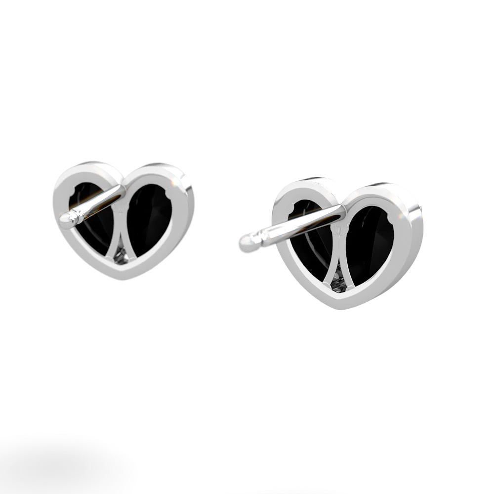 Onyx 'Our Heart' 14K White Gold earrings E5072