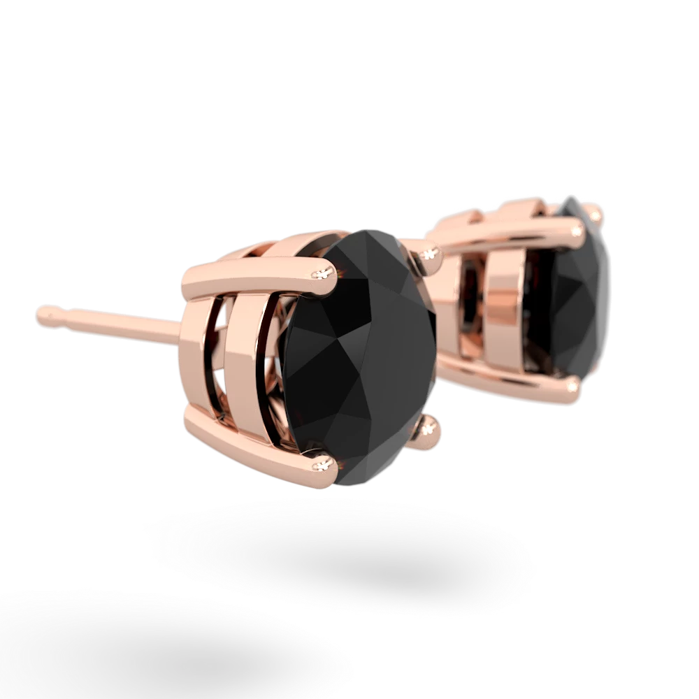 Onyx 8Mm Round Stud 14K Rose Gold earrings E1788