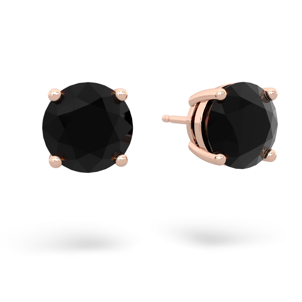 Onyx 8Mm Round Stud 14K Rose Gold earrings E1788