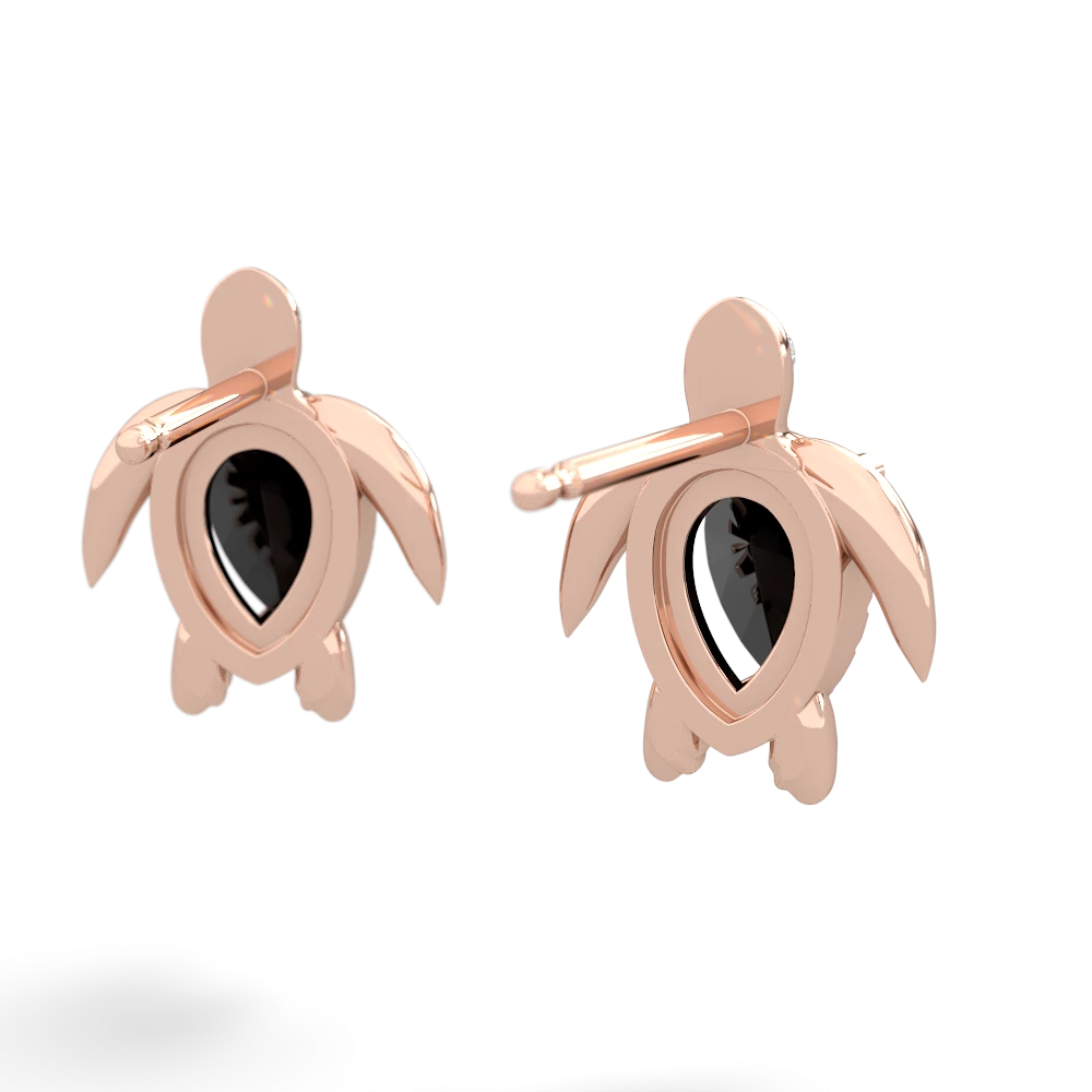 Onyx Baby Sea Turtle 14K Rose Gold earrings E5241