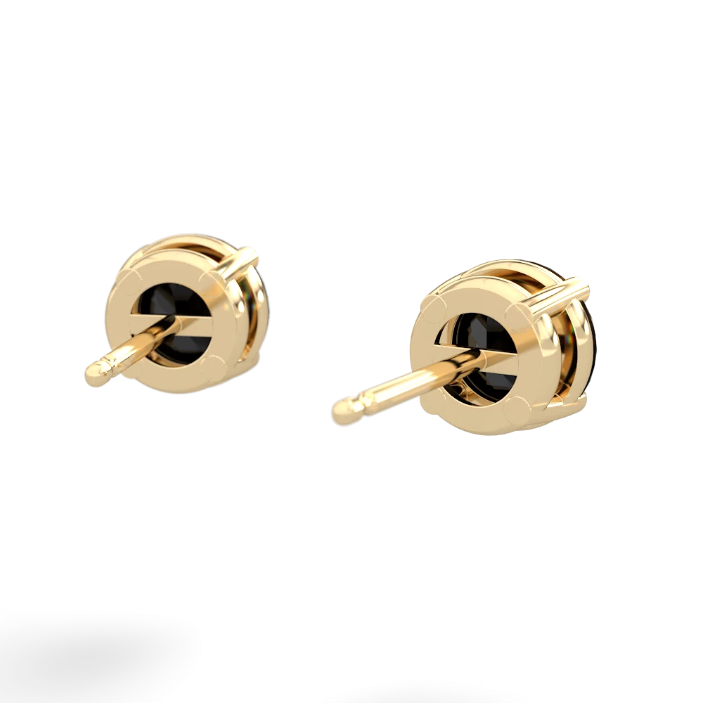 Onyx 6Mm Round Stud 14K Yellow Gold earrings E1786