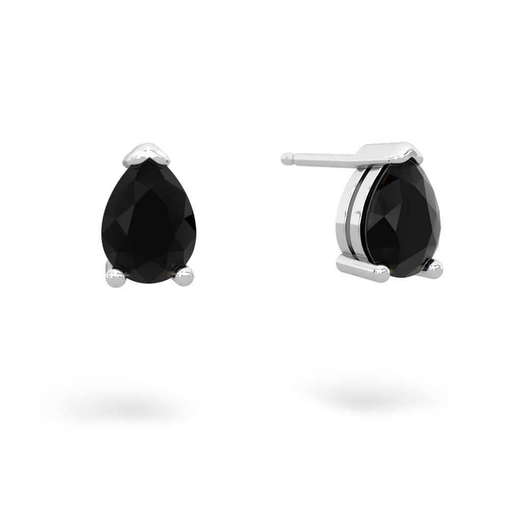 Onyx Teardrop Stud 14K White Gold earrings E1793