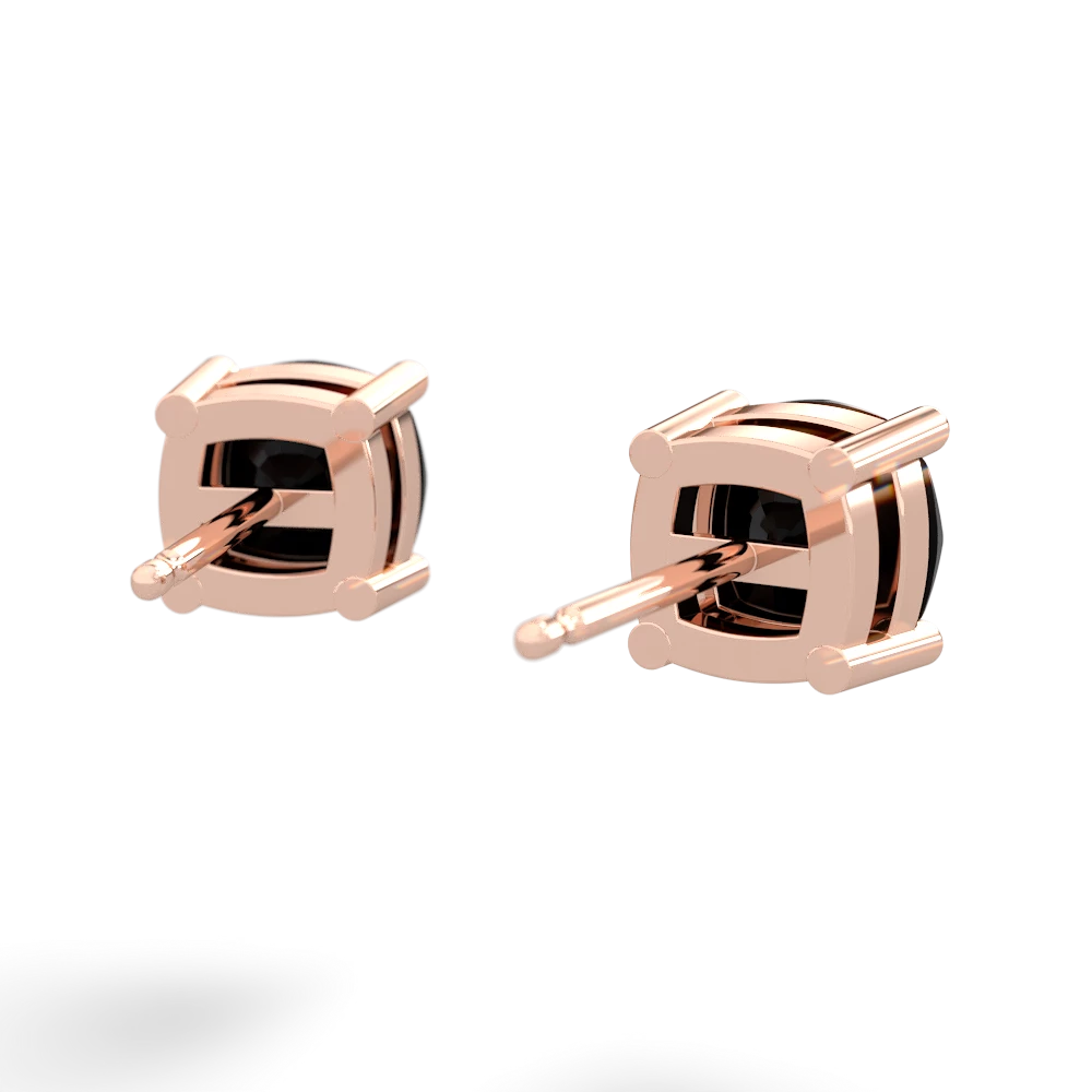 Onyx 6Mm Checkerboard Cushion Stud 14K Rose Gold earrings E1796