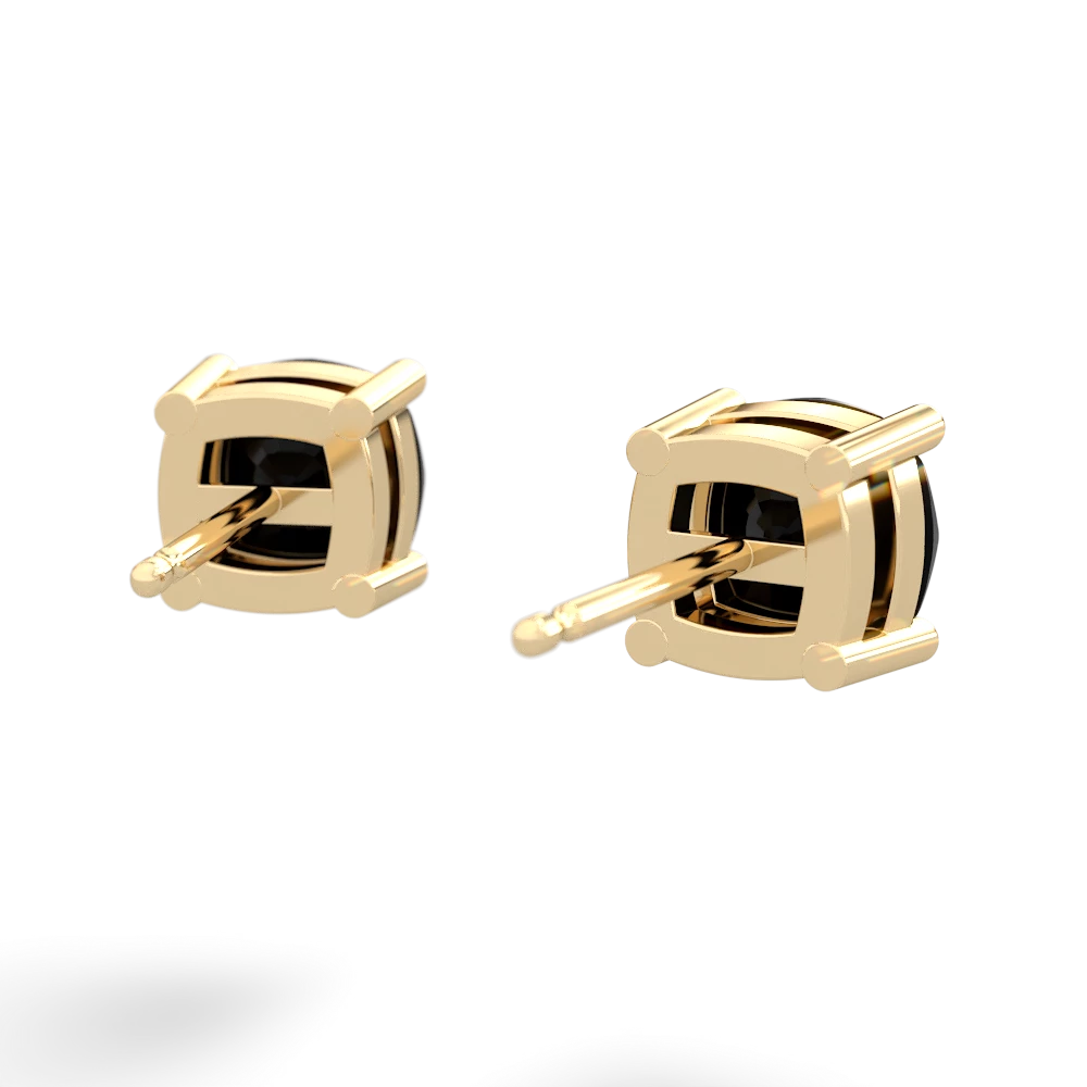 Onyx 6Mm Checkerboard Cushion Stud 14K Yellow Gold earrings E1796