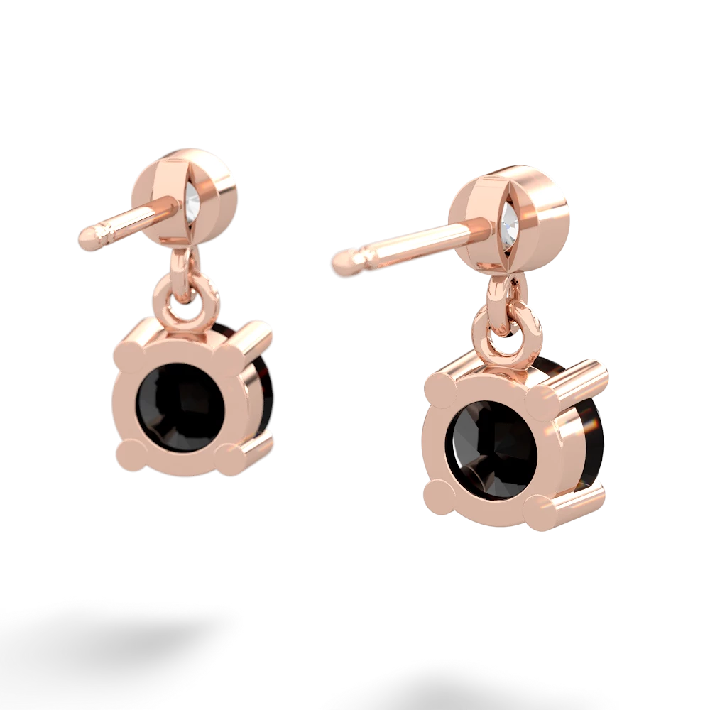 Onyx Diamond Drop 6Mm Round 14K Rose Gold earrings E1986