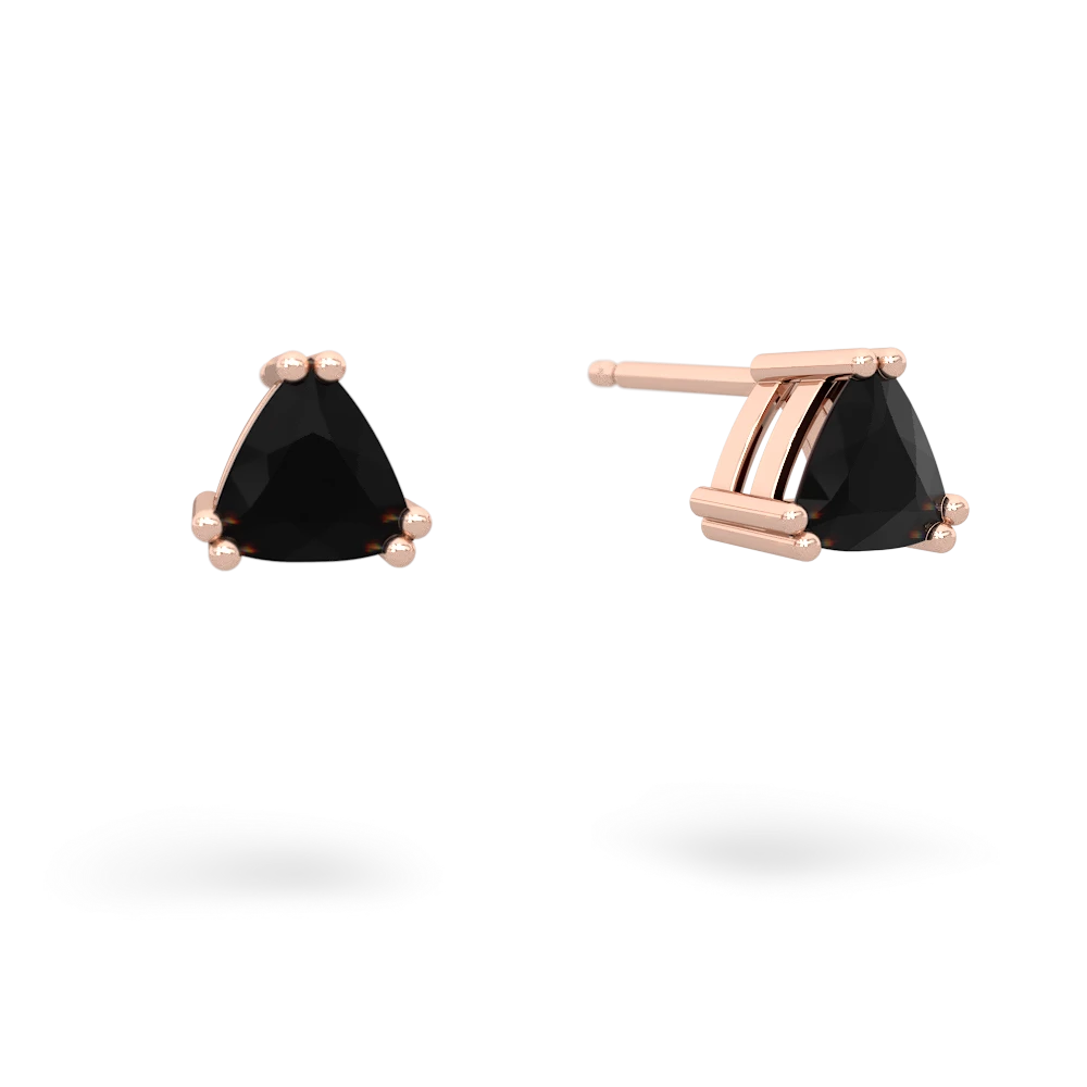 Onyx 5Mm Trillion Stud 14K Rose Gold earrings E1858