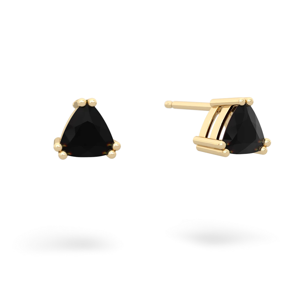 Onyx 5Mm Trillion Stud 14K Yellow Gold earrings E1858