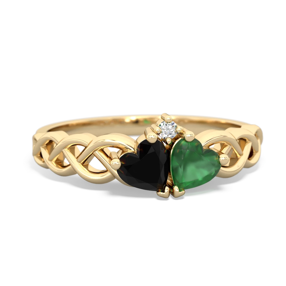 Onyx Heart To Heart Braid 14K Yellow Gold ring R5870