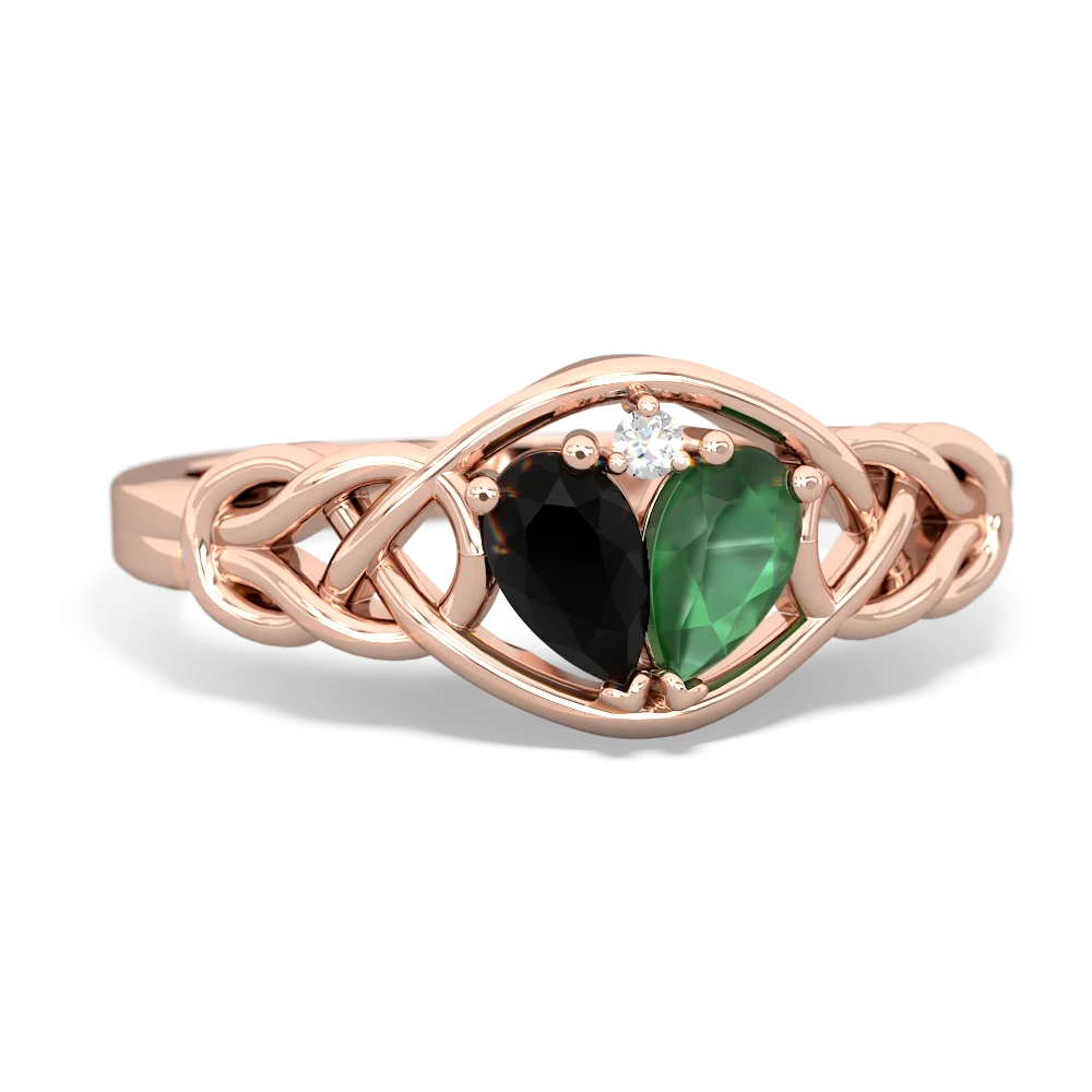 Onyx Celtic Love Knot 14K Rose Gold ring R5420