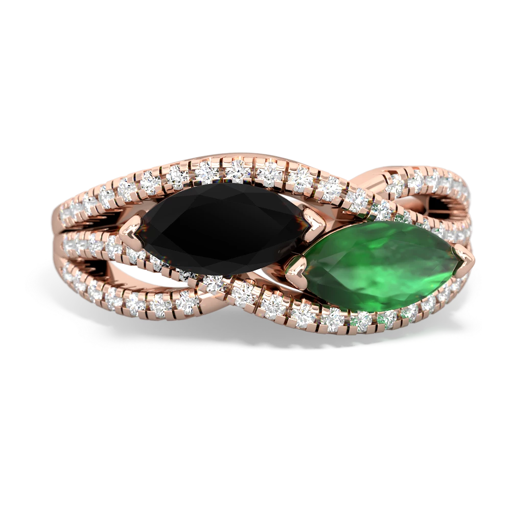 Onyx Diamond Rivers 14K Rose Gold ring R3070