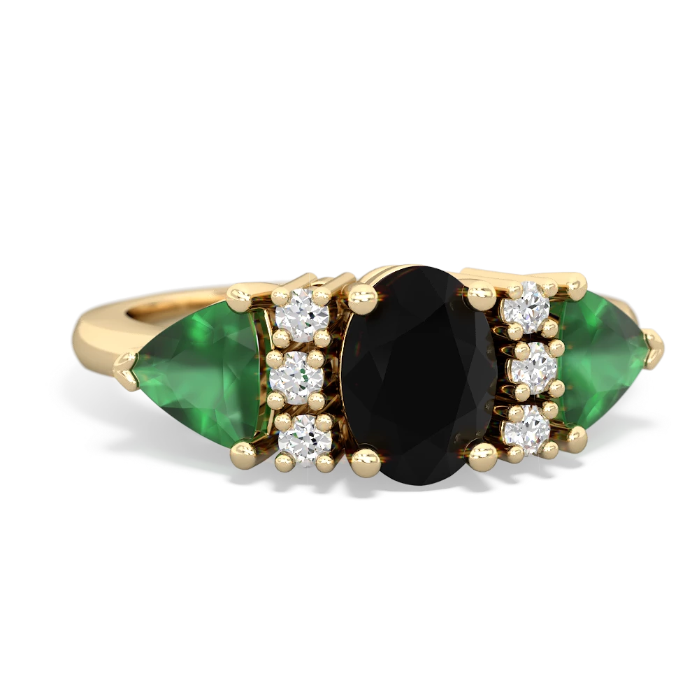 Onyx Antique Style Three Stone 14K Yellow Gold ring R2186