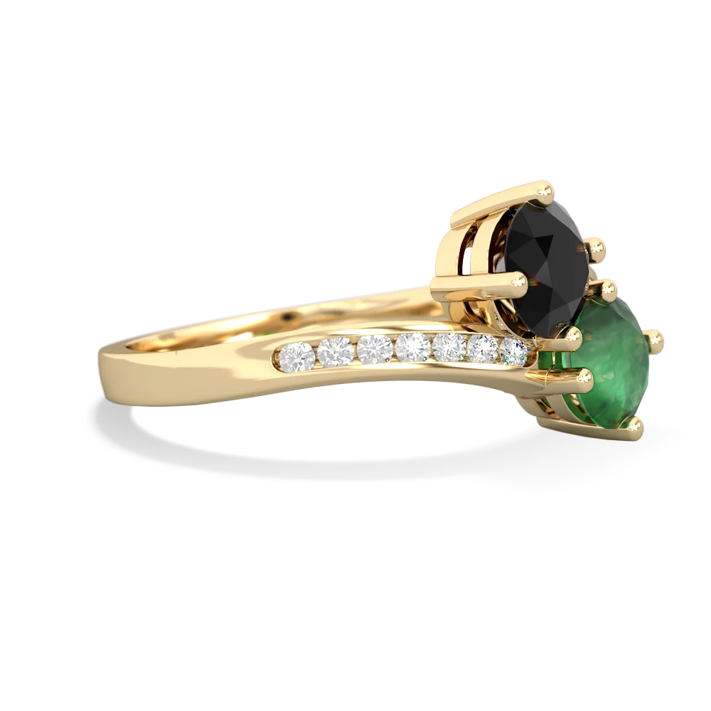 Onyx Channel Set Two Stone 14K Yellow Gold ring R5303