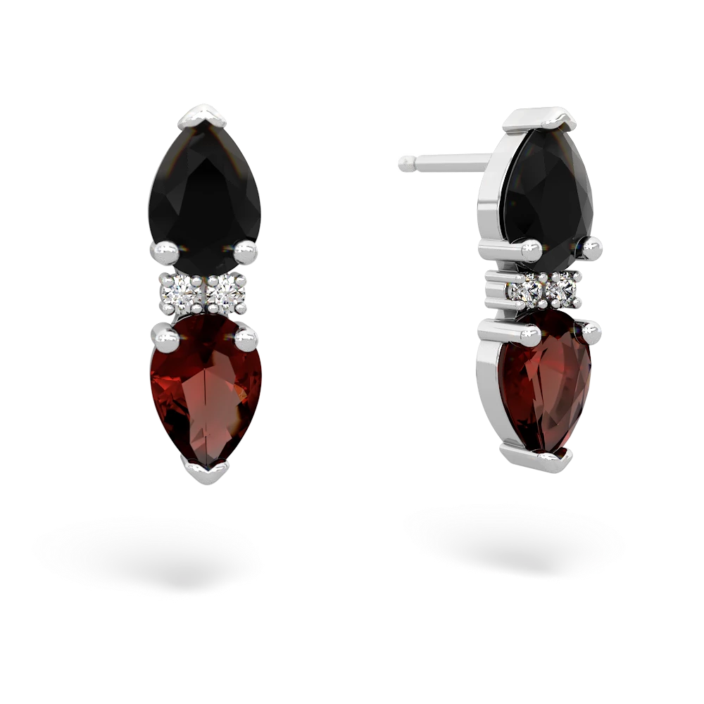 Onyx Bowtie Drop 14K White Gold earrings E0865