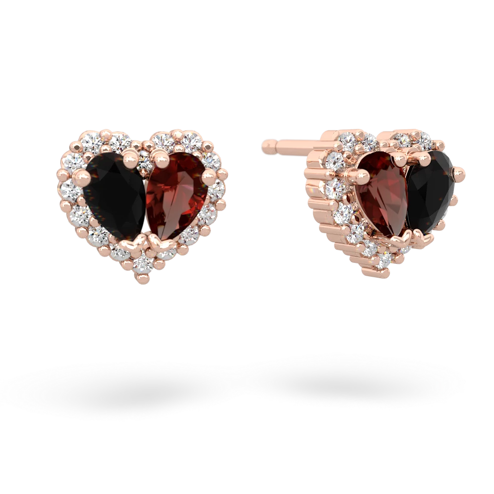 Onyx Halo 14K Rose Gold earrings E7008