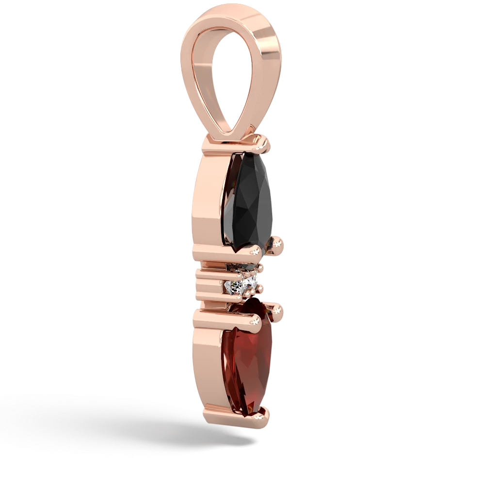 Onyx Bowtie Drop 14K Rose Gold pendant P0865