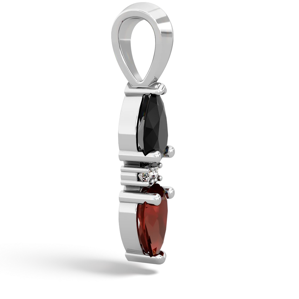 Onyx Bowtie Drop 14K White Gold pendant P0865