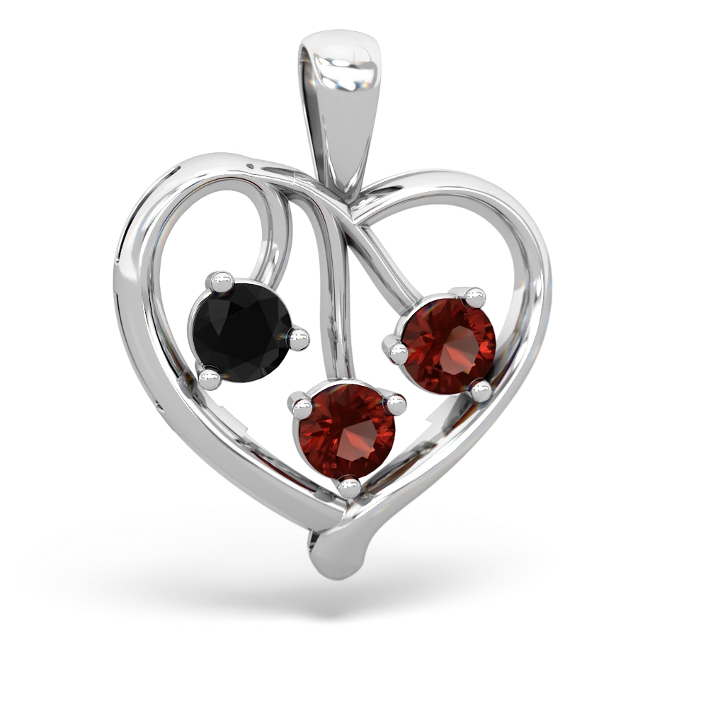 Onyx Glowing Heart 14K White Gold pendant P2233