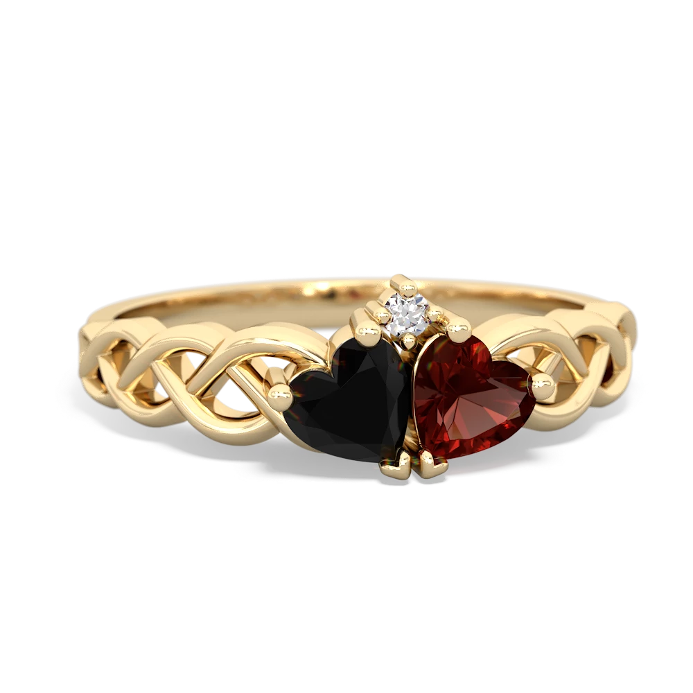 Onyx Heart To Heart Braid 14K Yellow Gold ring R5870