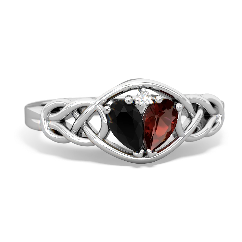 Onyx Celtic Love Knot 14K White Gold ring R5420