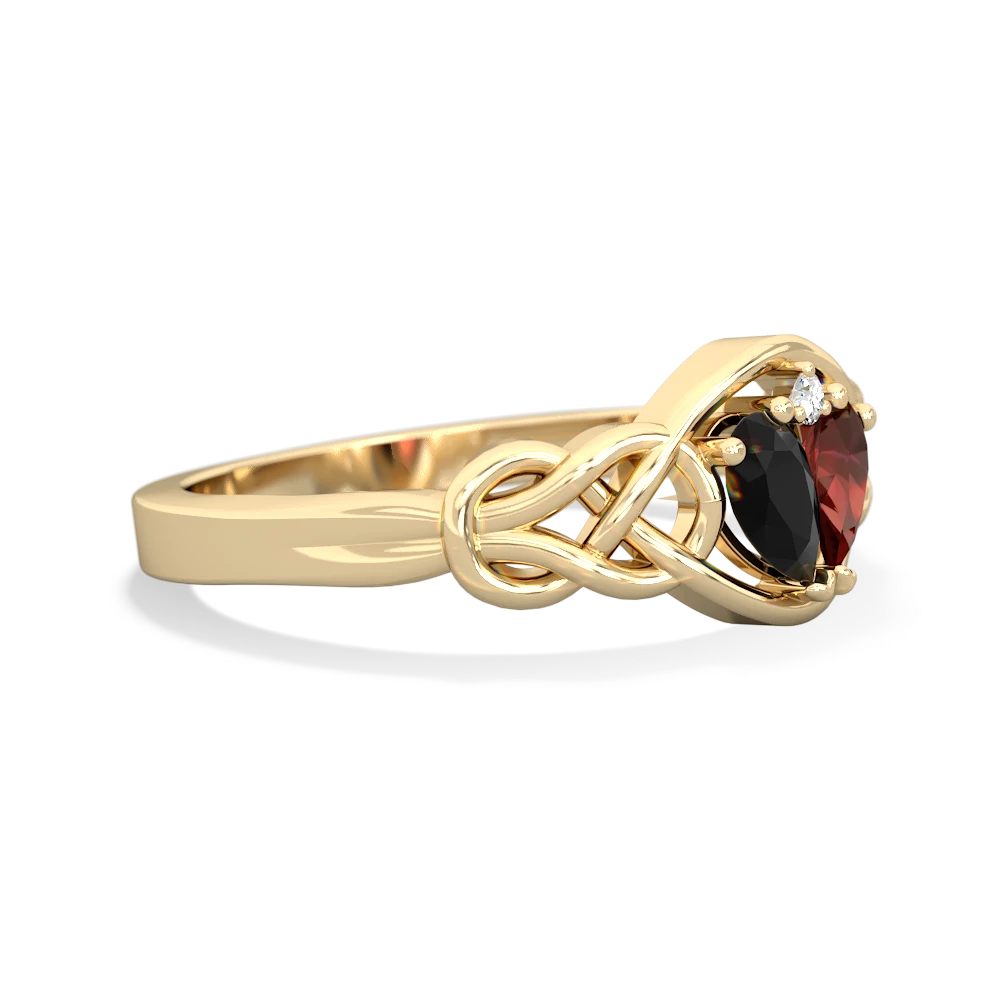 Onyx Celtic Love Knot 14K Yellow Gold ring R5420