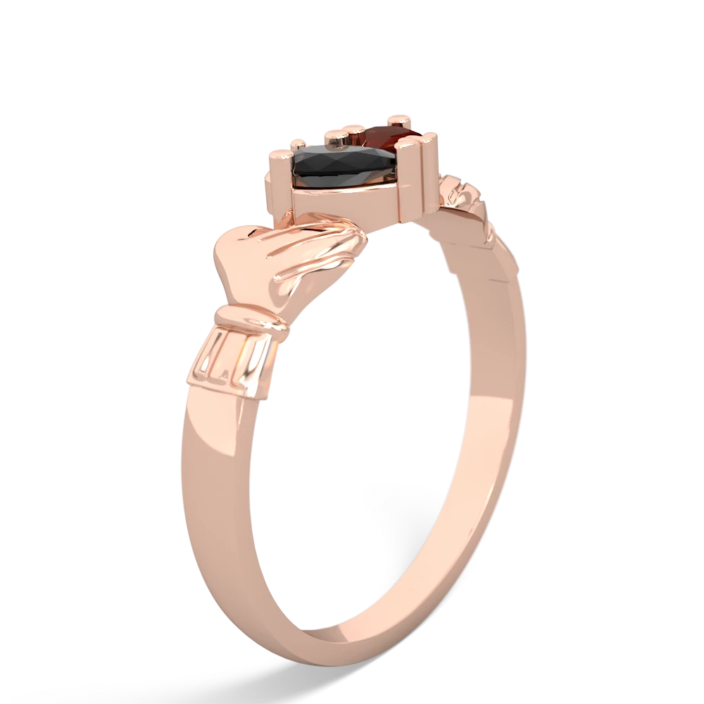 Onyx 'Our Heart' Claddagh 14K Rose Gold ring R2388