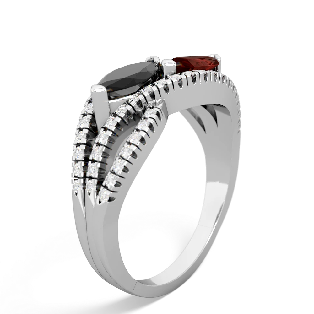 Onyx Diamond Rivers 14K White Gold ring R3070