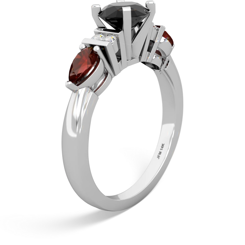 Onyx 6Mm Round Eternal Embrace Engagement 14K White Gold ring R2005