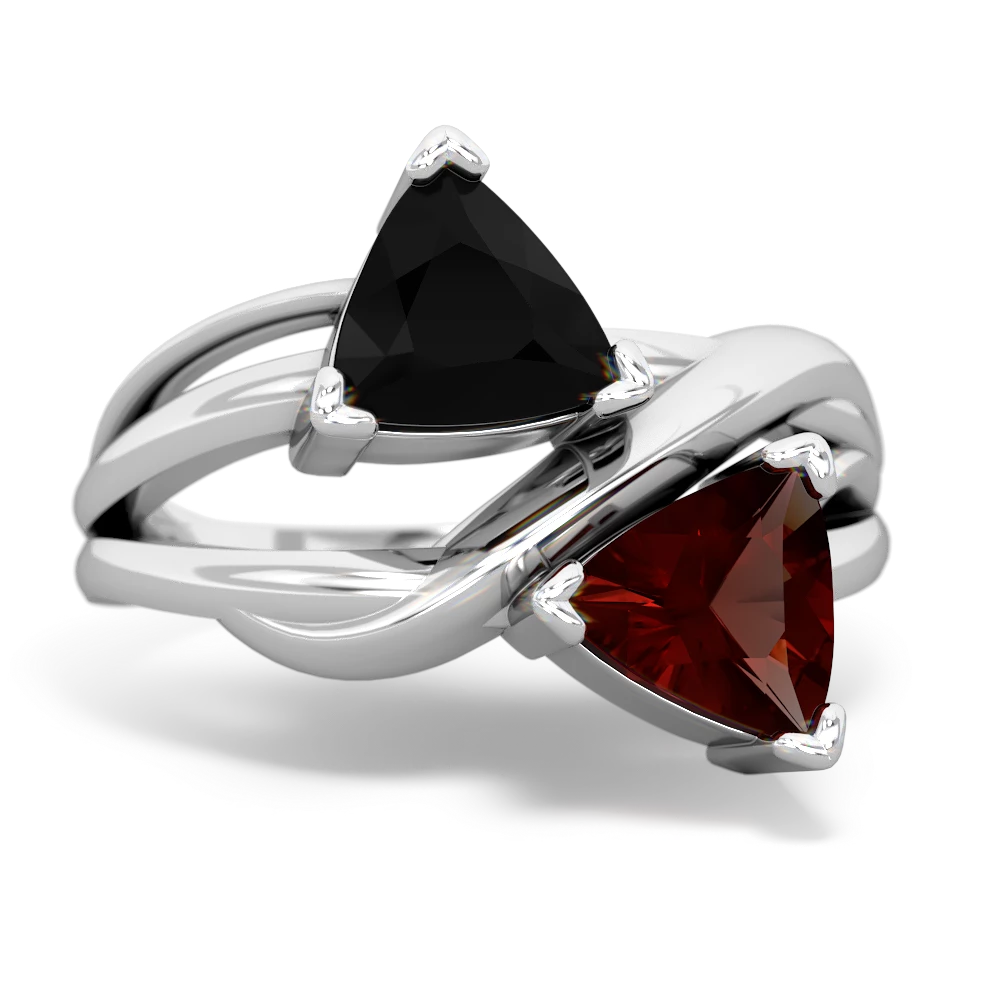 Onyx Split Band Swirl 14K White Gold ring R2341