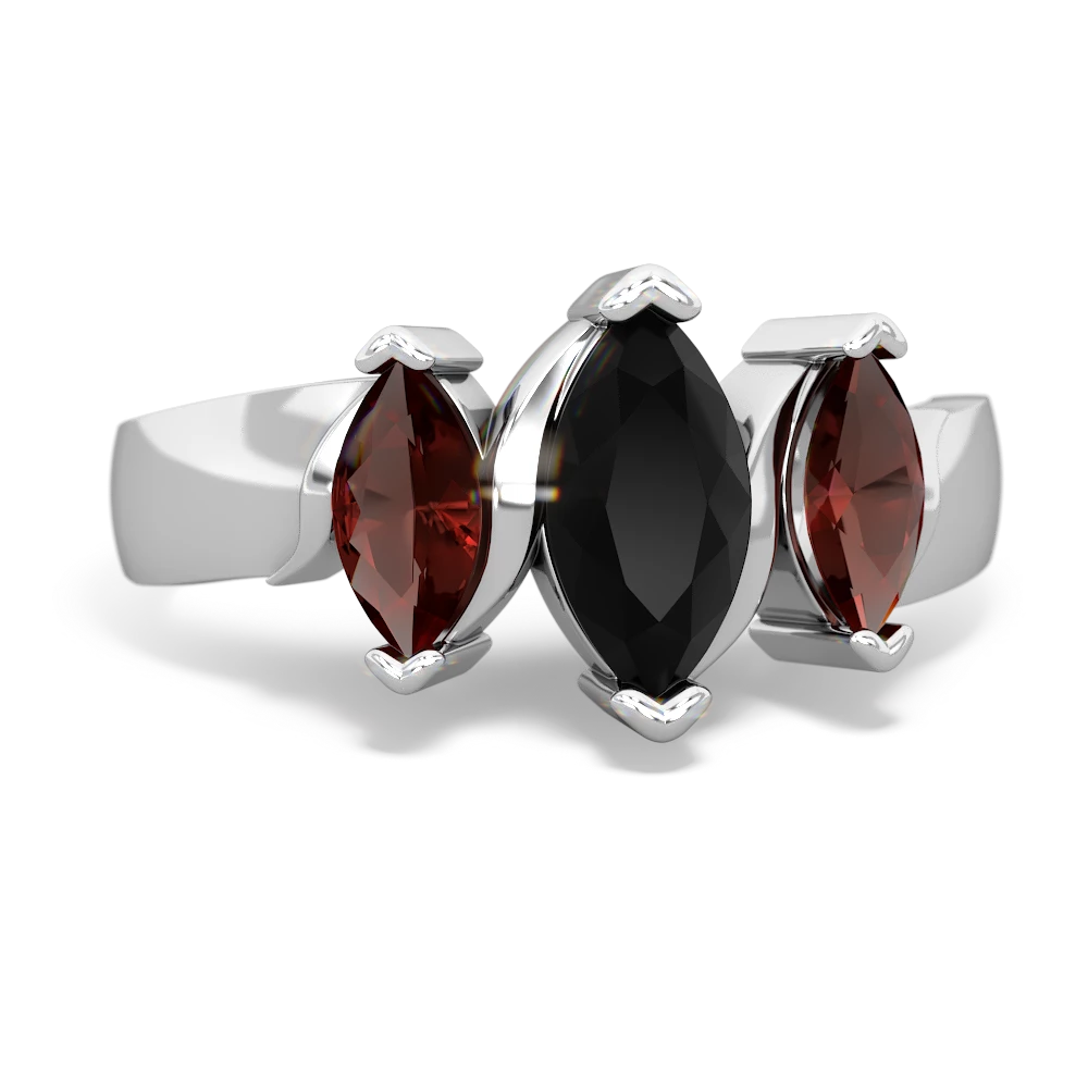 Onyx Three Peeks 14K White Gold ring R2433