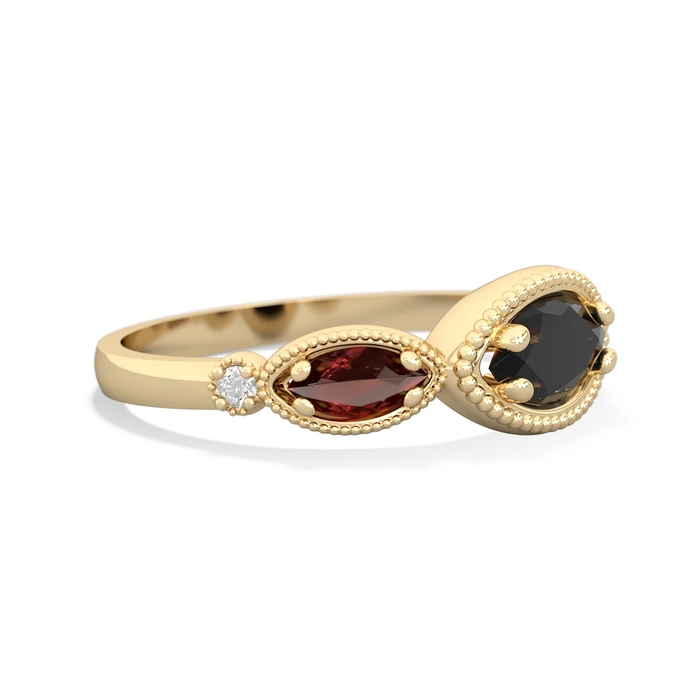 Onyx Milgrain Marquise 14K Yellow Gold ring R5700