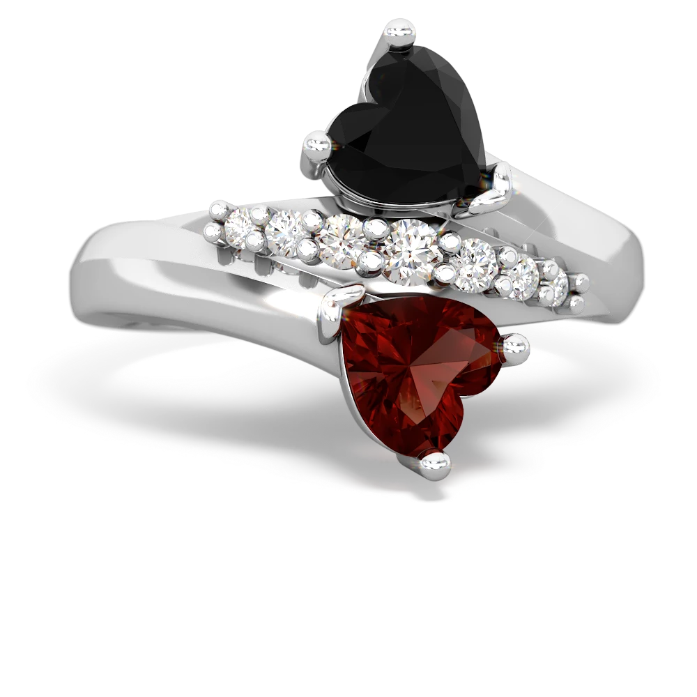 Onyx Heart To Heart 14K White Gold ring R2064