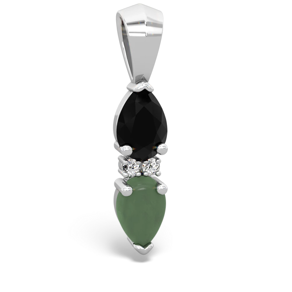 Onyx Bowtie Drop 14K White Gold pendant P0865