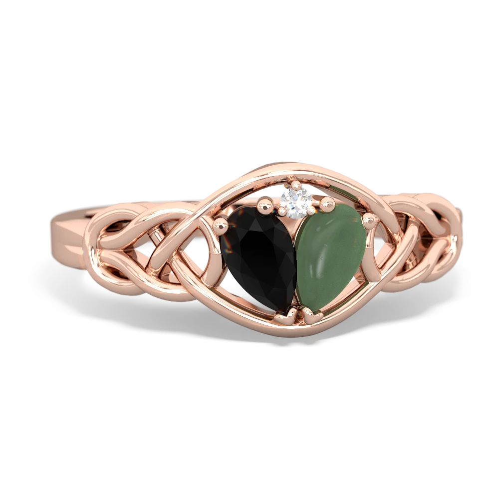 Onyx Celtic Love Knot 14K Rose Gold ring R5420