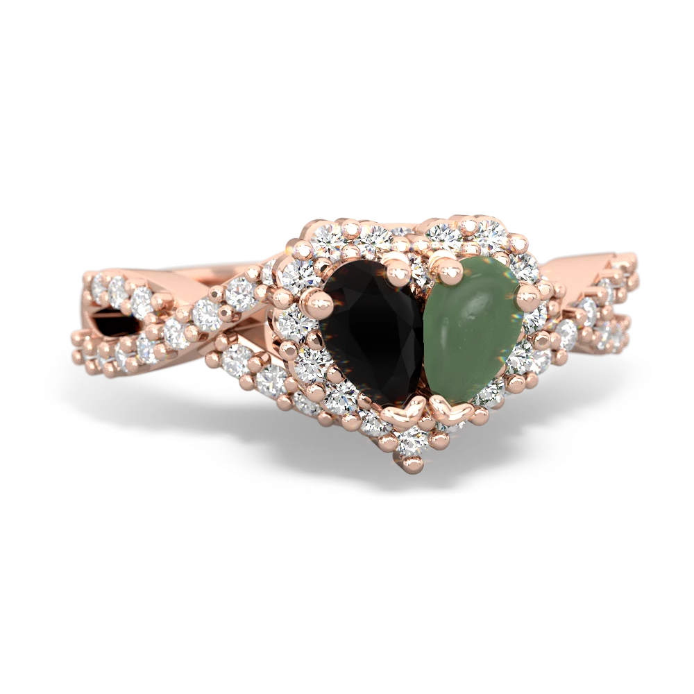 Onyx Diamond Twist 'One Heart' 14K Rose Gold ring R2640HRT