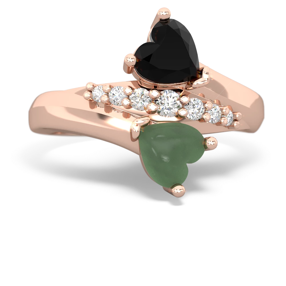 Onyx Heart To Heart 14K Rose Gold ring R2064