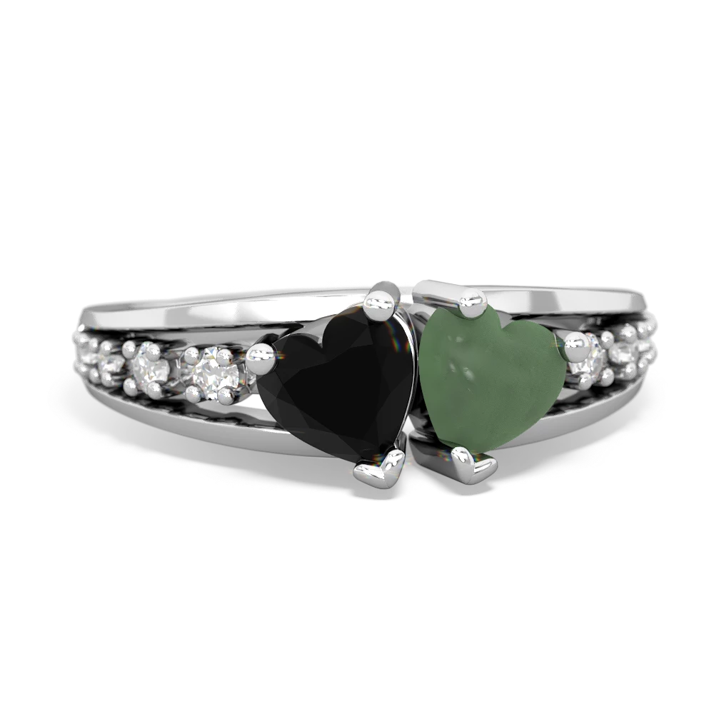 Onyx Heart To Heart 14K White Gold ring R3342