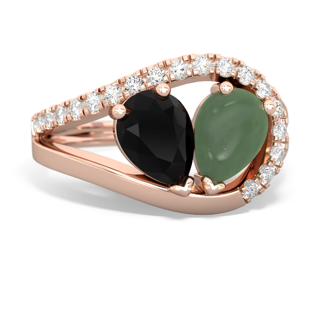 Onyx Nestled Heart Keepsake 14K Rose Gold ring R5650