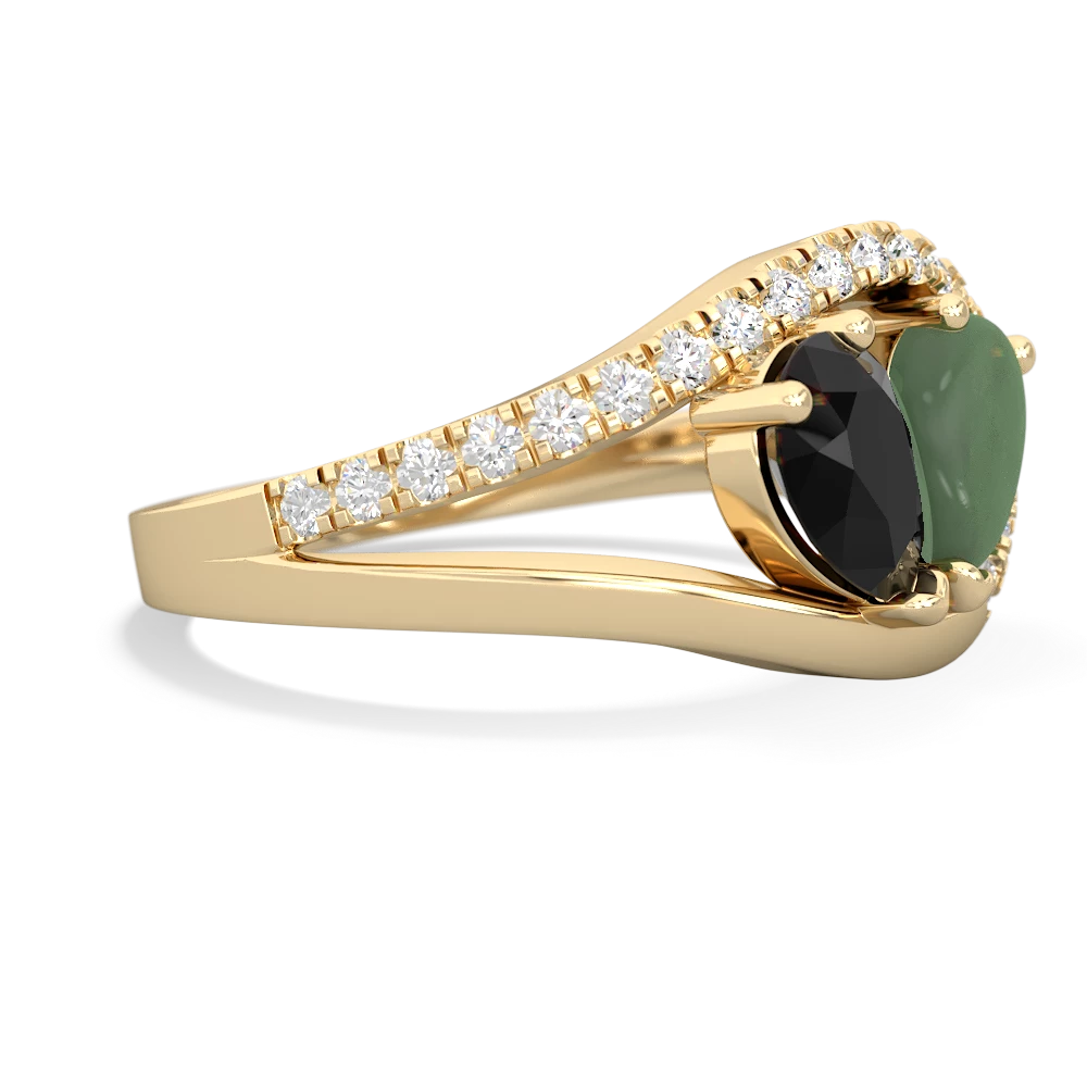 Onyx Nestled Heart Keepsake 14K Yellow Gold ring R5650