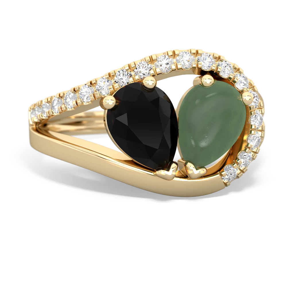 Onyx Nestled Heart Keepsake 14K Yellow Gold ring R5650