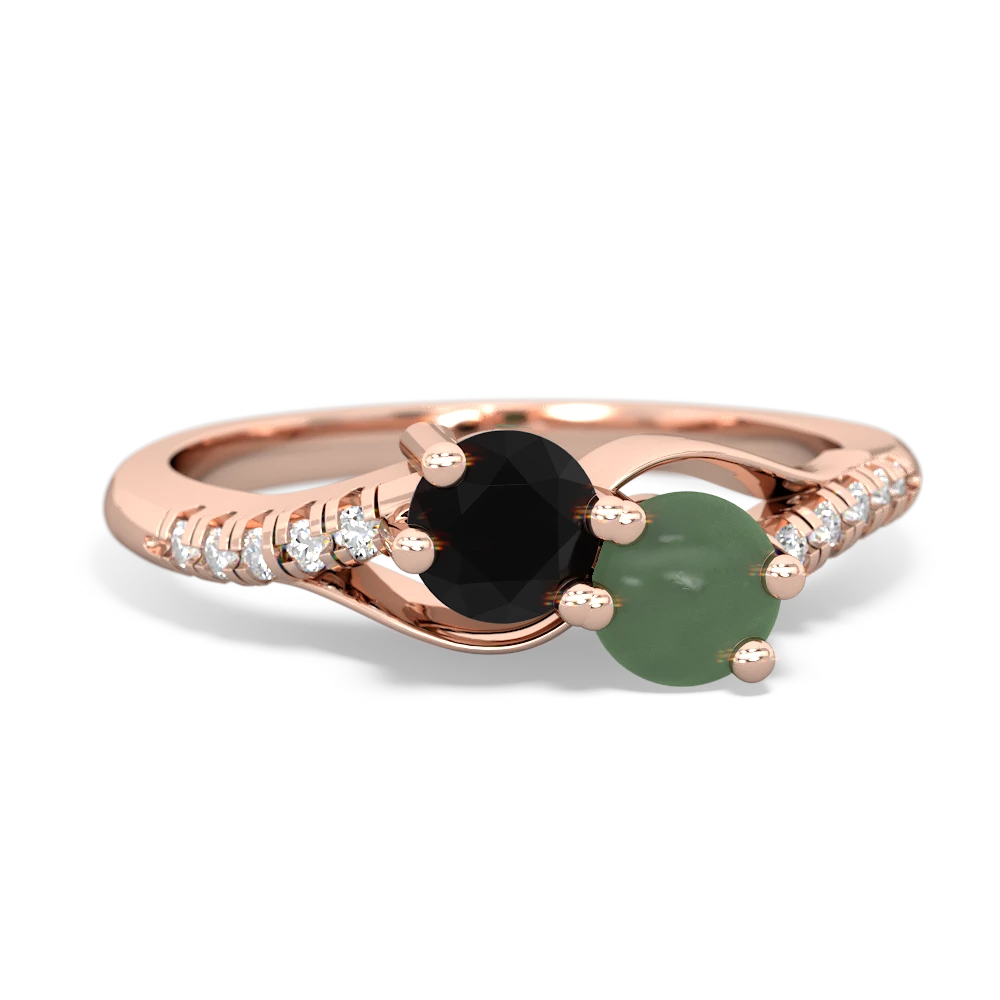 Onyx Infinity Pave Two Stone 14K Rose Gold ring R5285