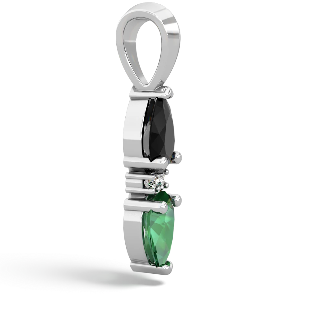 Onyx Bowtie Drop 14K White Gold pendant P0865