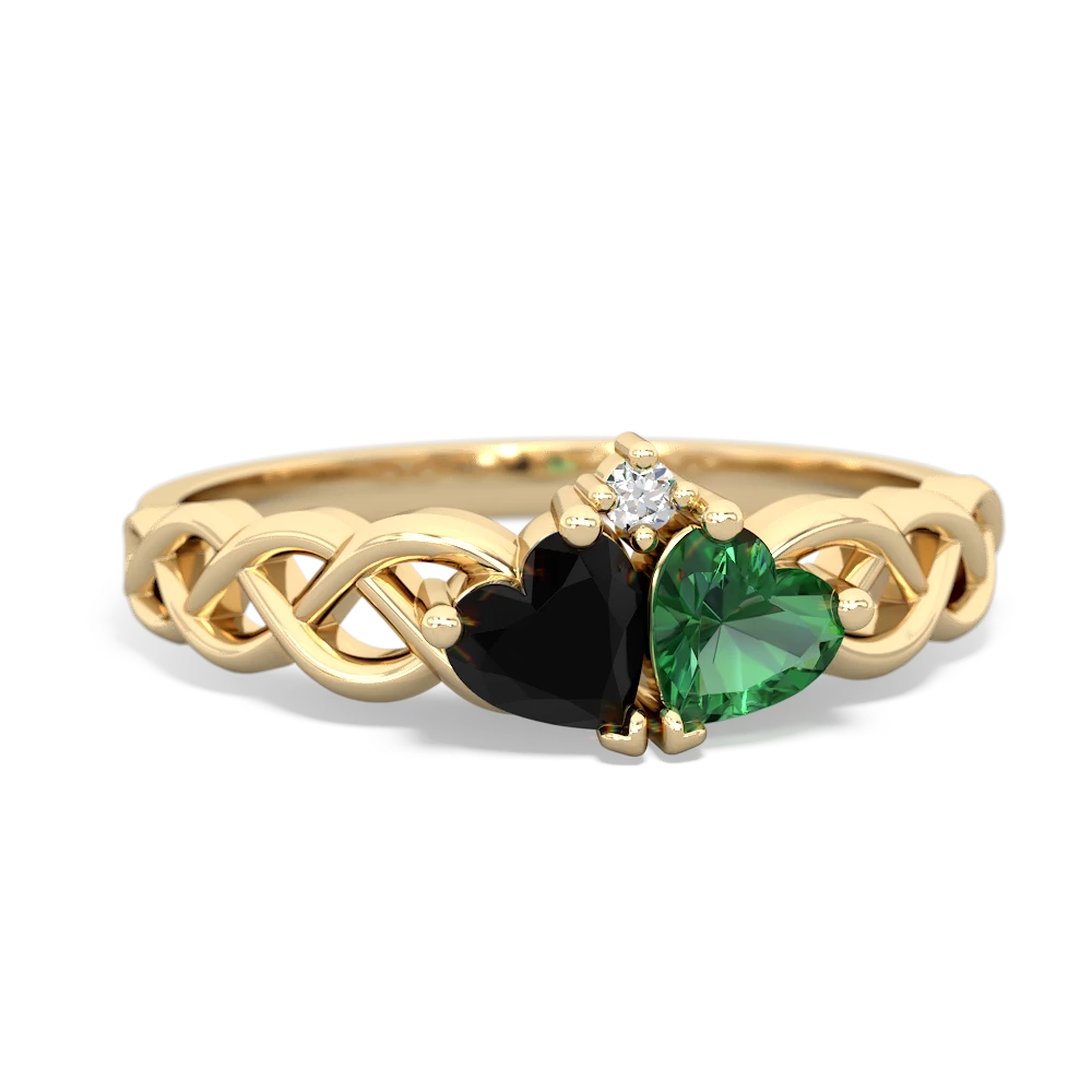 Onyx Heart To Heart Braid 14K Yellow Gold ring R5870