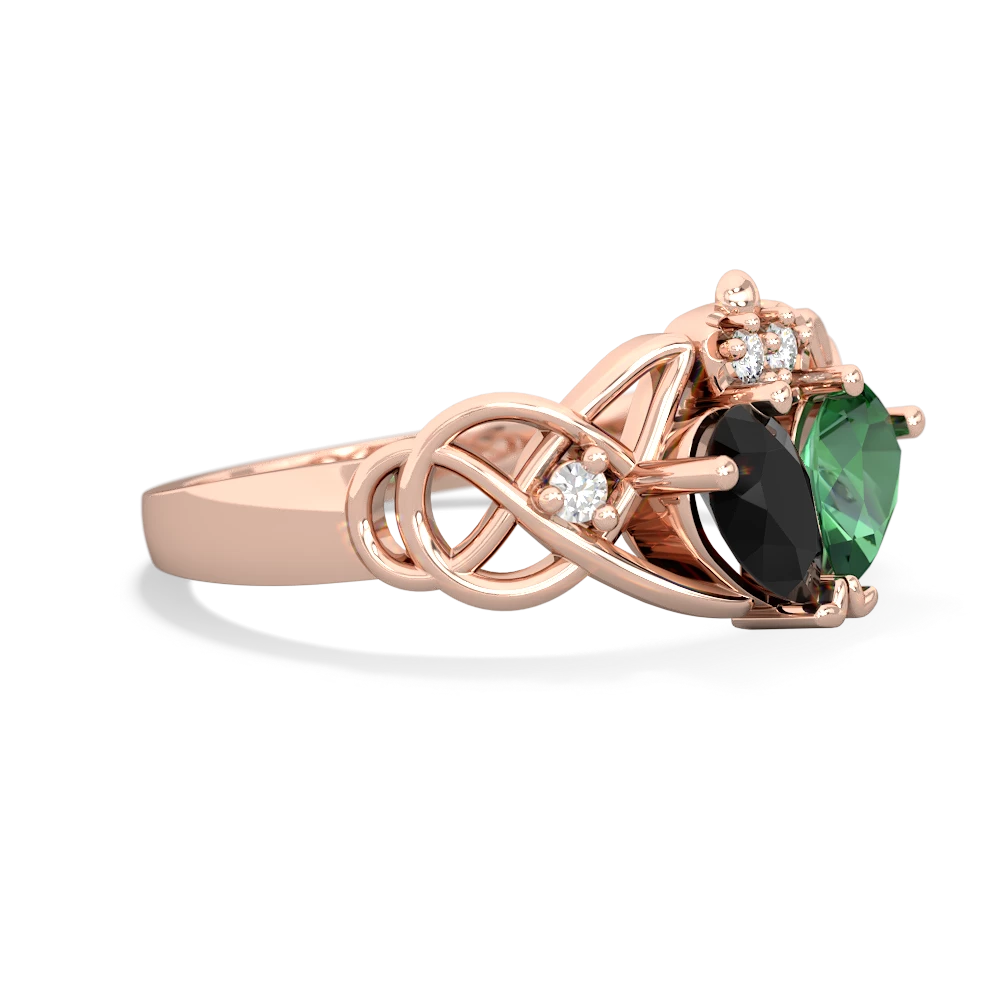 Onyx 'One Heart' Celtic Knot Claddagh 14K Rose Gold ring R5322