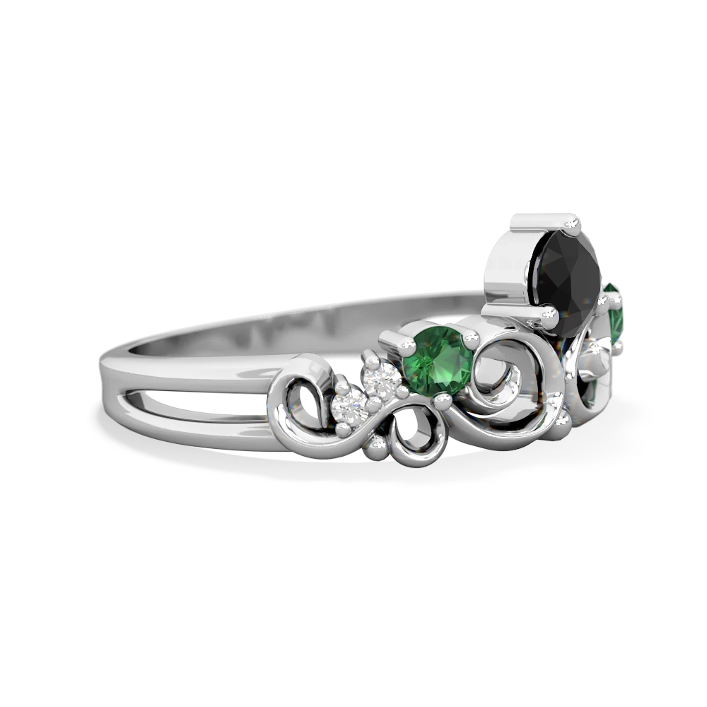 Emerald ring with onyx and diamonds crowned by an African emerald