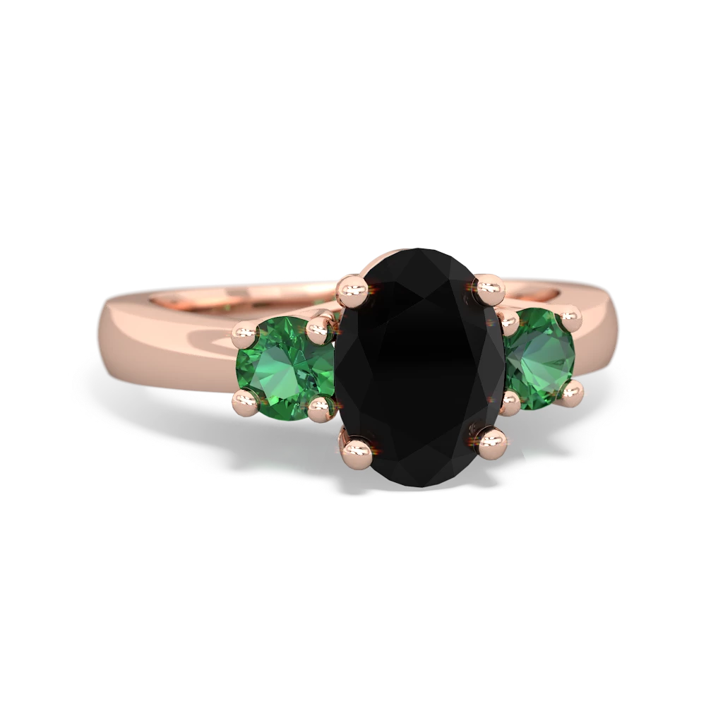 Onyx Three Stone Oval Trellis 14K Rose Gold ring R4024